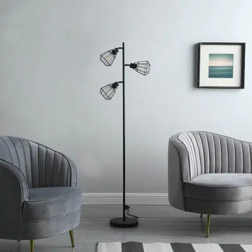 Adjustable Cage Shade Industrial Farmhouse Metal Floor Lamp - Nova Store