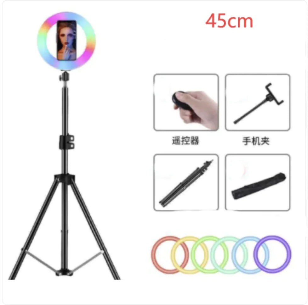 Colorful Ring Light with Makeup and Live Broadcast Stand - Nova Store