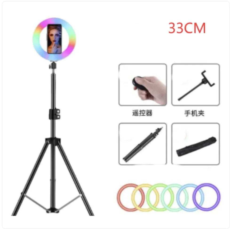 Colorful Ring Light with Makeup and Live Broadcast Stand - Nova Store