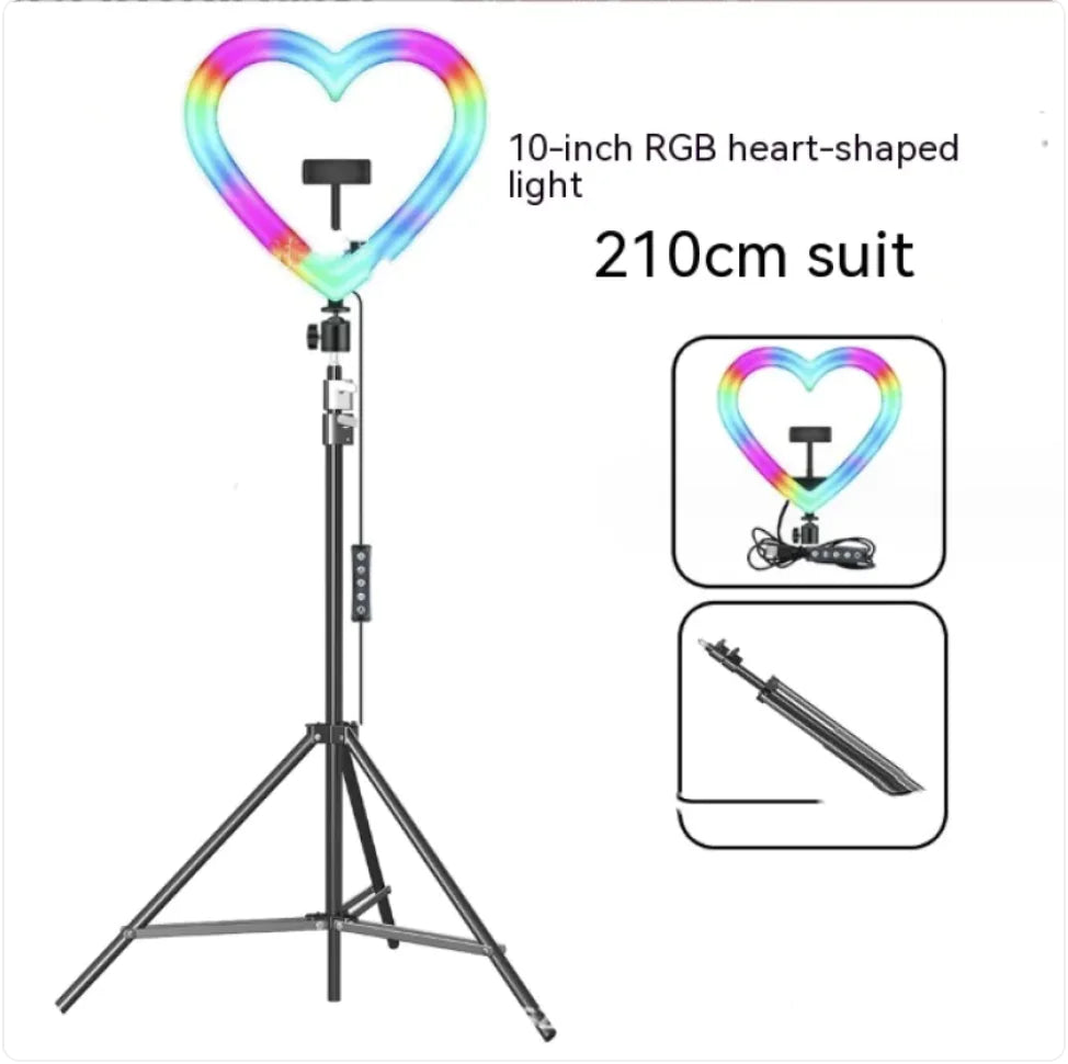 Colorful Ring Light with Makeup and Live Broadcast Stand - Nova Store