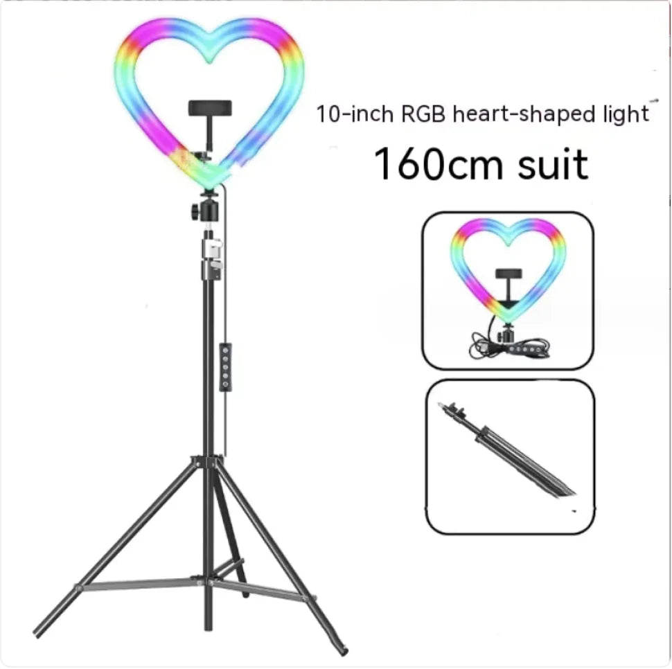 Colorful Ring Light with Makeup and Live Broadcast Stand - Nova Store