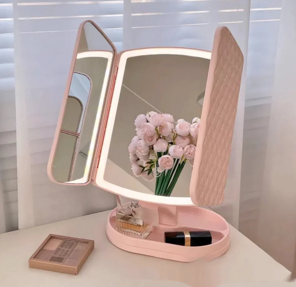 LED Makeup Mirror with Tri-Fold Desk Lamp - Nova Store